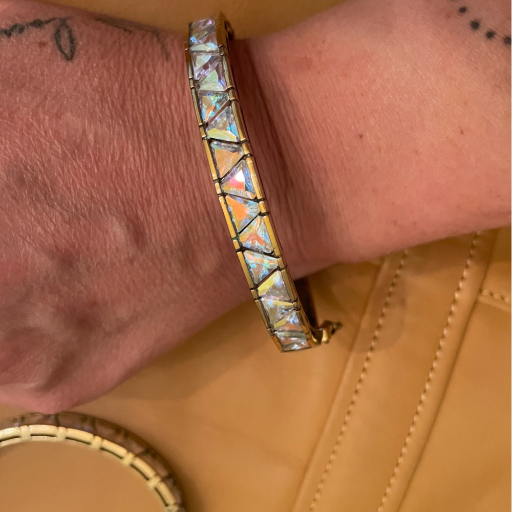 Vintage Brass and Rhinestone Bracelet